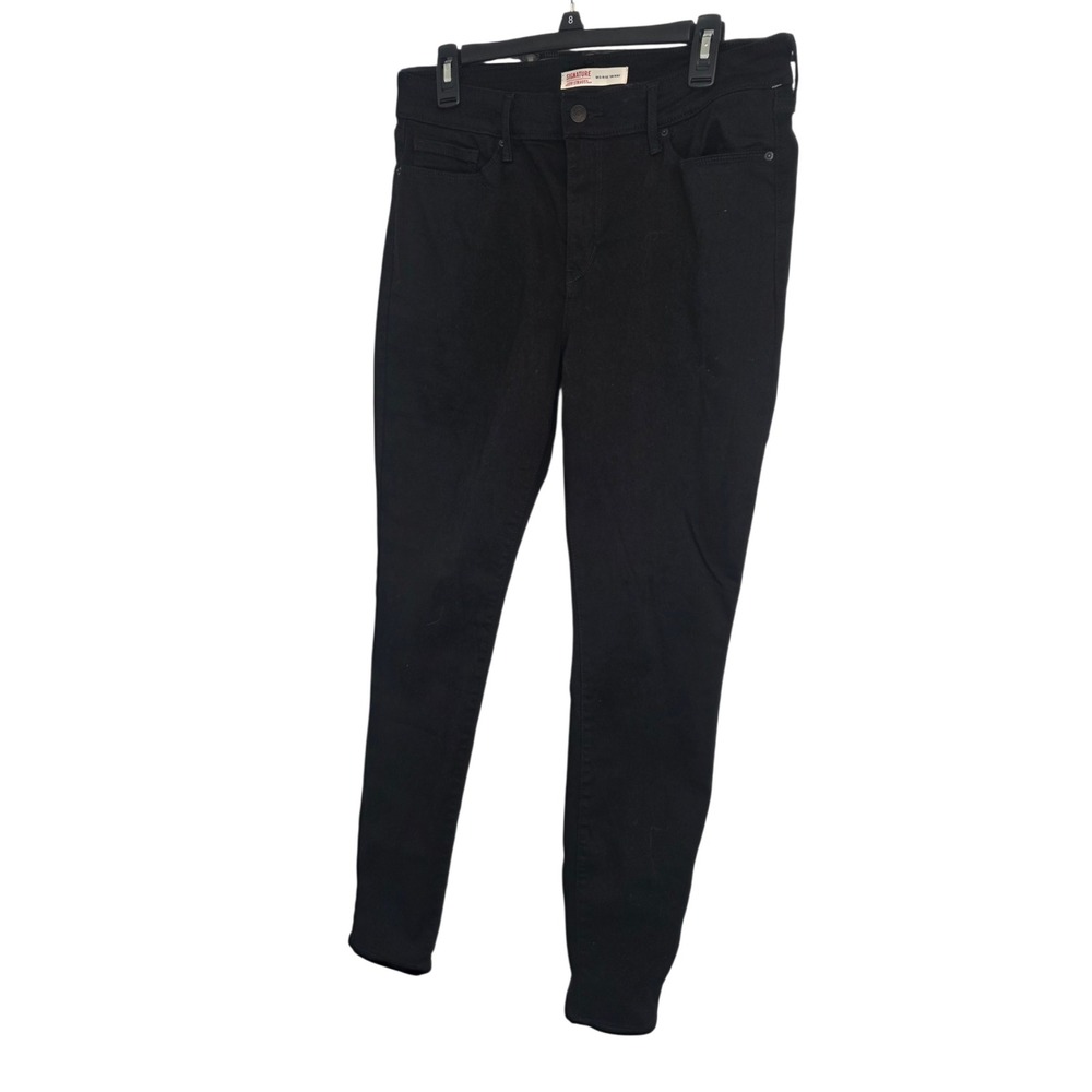 Signature by Levi Strauss & Co Womens Mid Rise Skinny Jeans Black 12L - Picture 9 of 14
